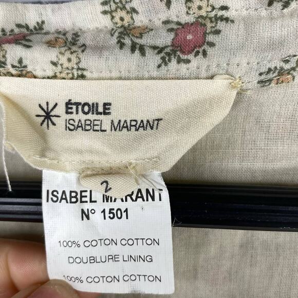 Etoile Isabel Marant Womens Floral Button Front Pullover Blouse size 2 Medium - Picture 3 of 7
